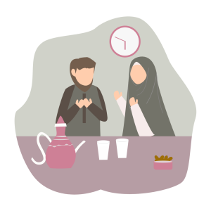Man and woman talking together